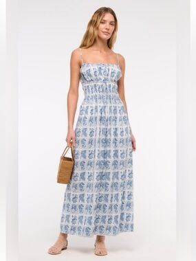 Abercrombie & Fitch Smocked Tie-Front Maxi Dress